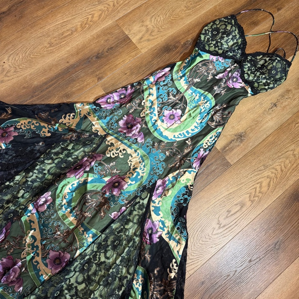 Vintage 90’s Y2K Silk Dress Vintage Floral Vintage Lace Dress Vintage Silk Dress - Picture 4 of 14